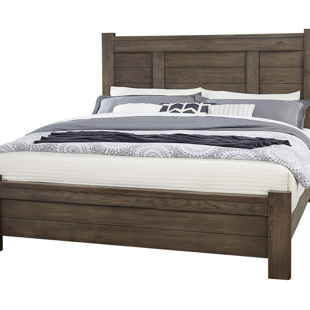 Vaughan-Bassett Crafted Oak - Ben's King Post Bed (Headboard, Footboard, Rails) - Dark Brown