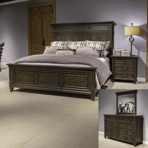 Liberty Furniture Paradise Valley - Queen Panel Bed, Dresser & Mirror - Dark Brown