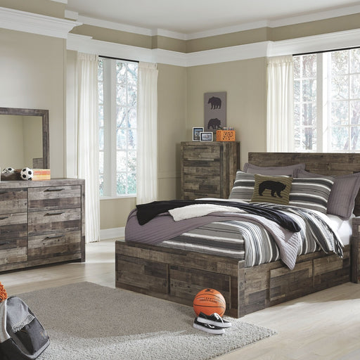 Ashley Derekson - Multi Gray - 9 Pc. - Full Panel Bed With 6 Storage Drawers, Dresser, Mirror, Chest, Nightstand