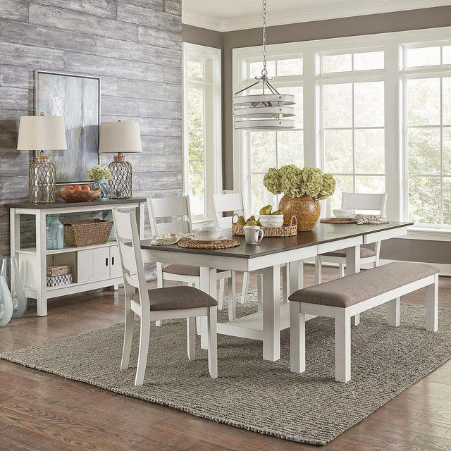 Liberty Brook Bay Optional 6 Piece Trestle Table Set - White