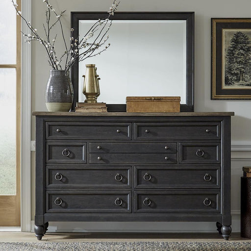 Liberty Furniture Americana Farmhouse - Dresser & Mirror - Dark Gray
