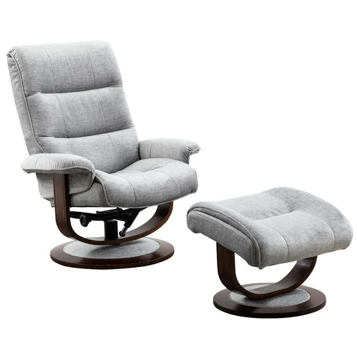 Parker House Knight - Manual Reclining Swivel Chair and Ottoman - Capri Silver