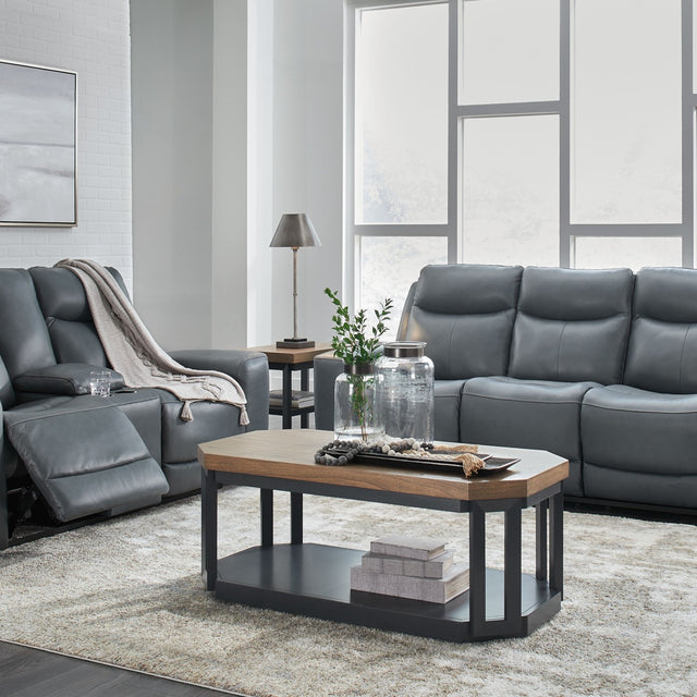 Ashley Mindanao - Steel - 2 Pc. - Power Reclining Sofa, Power Reclining Loveseat With Console