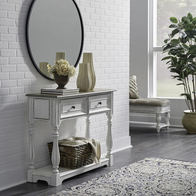 Liberty Furniture Magnolia Manor - Hall Console Bottom With Shelf For Display & Storage - White