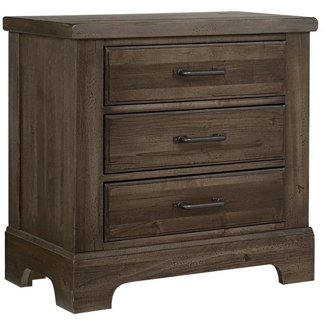 Vaughan-Bassett Cool Rustic - 3-Drawers Nightstand - Mink