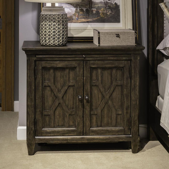 Liberty Furniture Paradise Valley - 2 Door Bedside Chest With Charging Station - Dark Brown