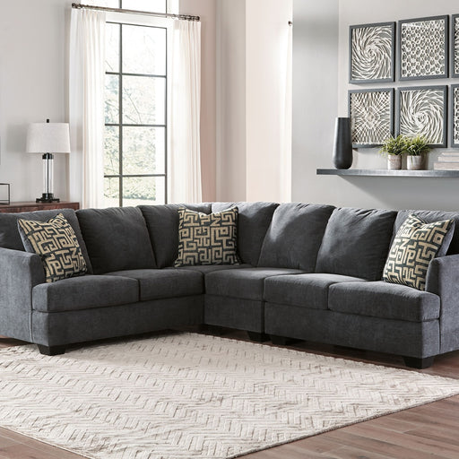 Ashley Ambrielle - Gunmetal - 4 Pc. - Left Arm Facing Sofa With Corner Wedge 3 Pc Sectional, Ottoman