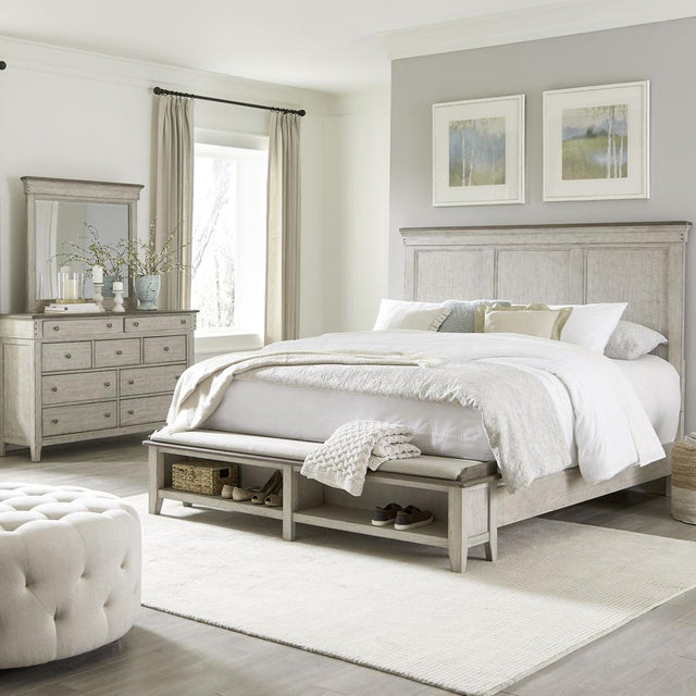 Liberty Furniture Ivy Hollow - King Storage Bed, Dresser & Mirror