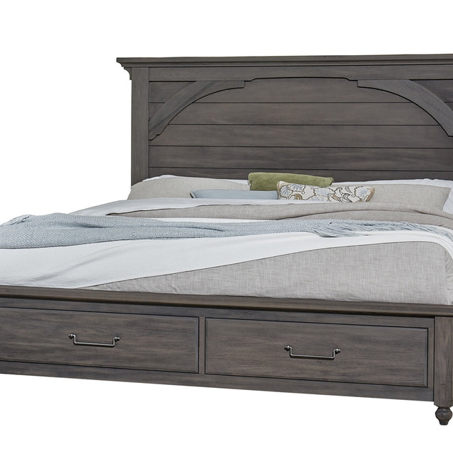 Vaughan-Bassett Vista - King Mansion Foot Storage Bed - Gray