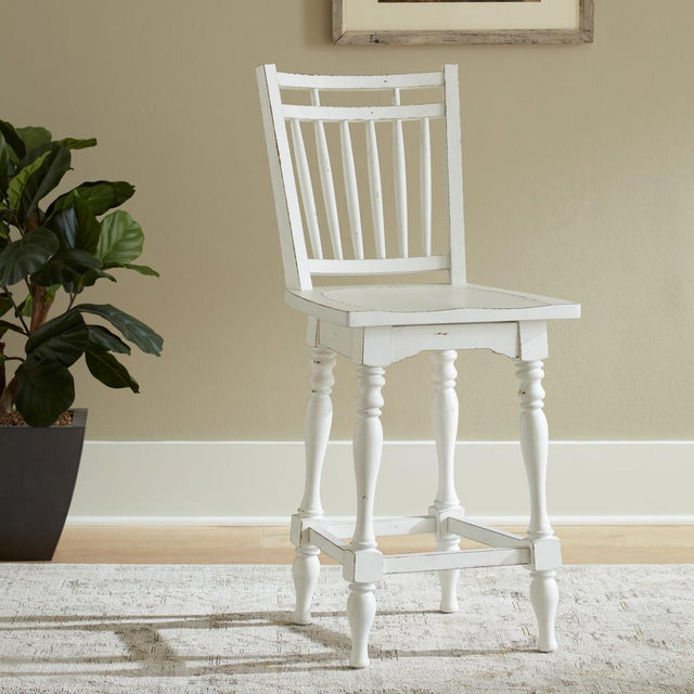 Liberty Furniture Magnolia Manor - Spindle Back Swivel Counter Height Chair - White