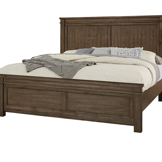 Vaughan-Bassett Cool Rustic - King Mansion Bed With Mansion Footboard - Mink