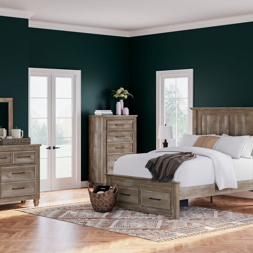 Ashley Yarbeck - Sand - 8 Pc. - Dresser, Mirror, Chest, Queen Panel Bed With Storage, 2 Nightstands
