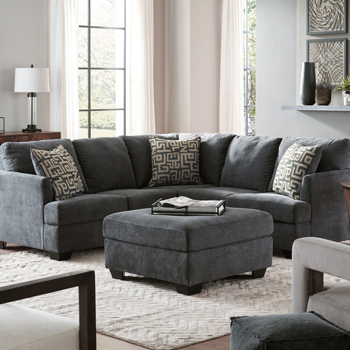 Ashley Ambrielle - Gunmetal - 3 Pc. - Left Arm Facing Sofa With Corner Wedge 2 Pc Sectional, Ottoman