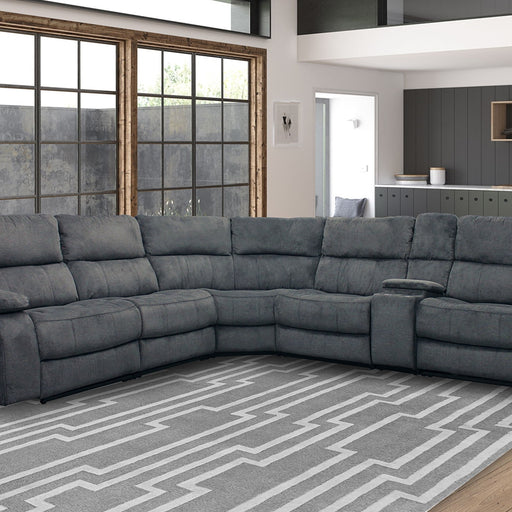 Parker House Chapman - 6 Modular Piece Manual Reclining Sectional with Drop Down Table Entertainment Console - Polo