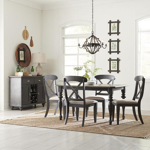 Liberty Furniture Ocean Isle - 5 Piece Rectangular Table Set - Dark Gray - X Back Chairs