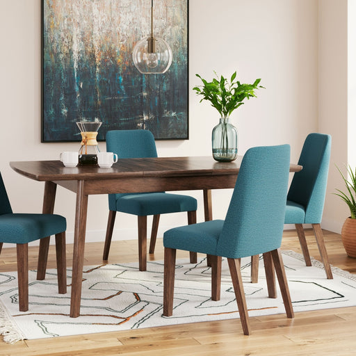 Ashley Lyncott - Blue / Brown- 5 Pc. - Butterfly Extension Table, 4 Side Chairs
