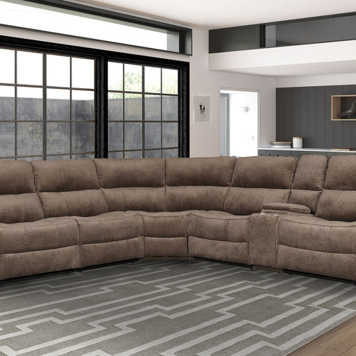 Parker House Chapman - 6 Modular Piece Manual Reclining Sectional with Drop Down Table Entertainment Console - Kona