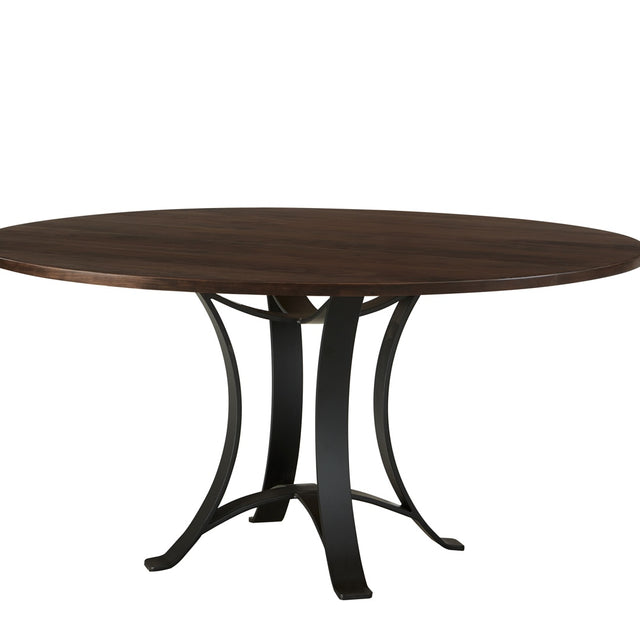 Vaughan-Bassett Crafted Cherry - 60" Round Dining Table With Metal Pedestal - Dark Cherry