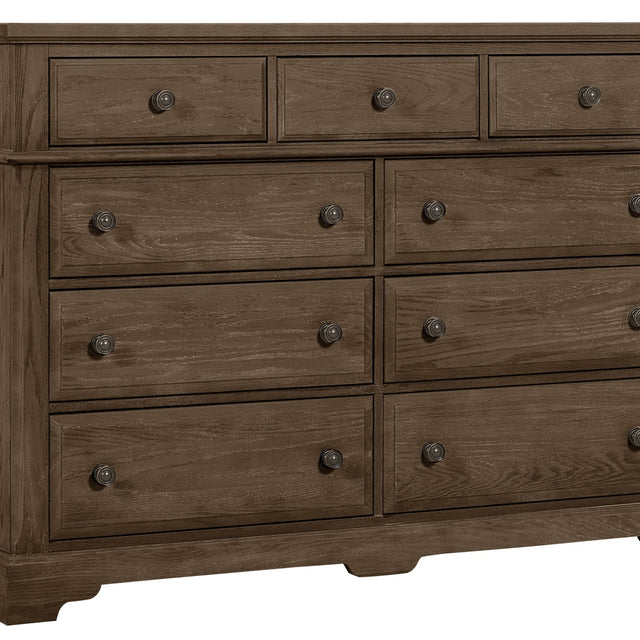 Vaughan-Bassett Heritage - 9-Drawers Bureau - Cobblestone Oak