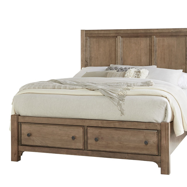 Vaughan-Bassett Cool Farmhouse - Queen Panel Footboard Storage Bed - Natural