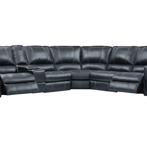 Parker House Rockford - 6 Piece Modular Power Reclining Sectional with Power Headrests and Entertainment Console - VERONA BLACK