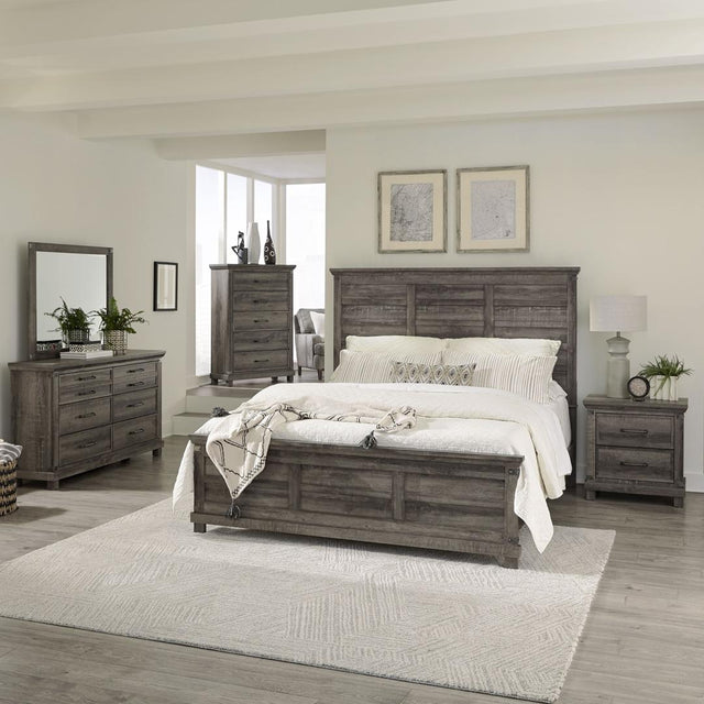 Liberty Lakeside Haven Opt Queen Panel Bed, Dresser & Mirror, Chest, Nightstand - Light Brown