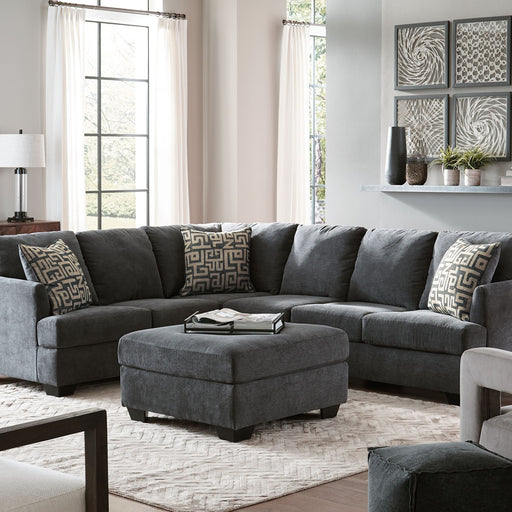 Ashley Ambrielle - Gunmetal - 4 Pc. - Left Arm Facing Sofa With Corner Wedge 3 Pc Sectional, Ottoman