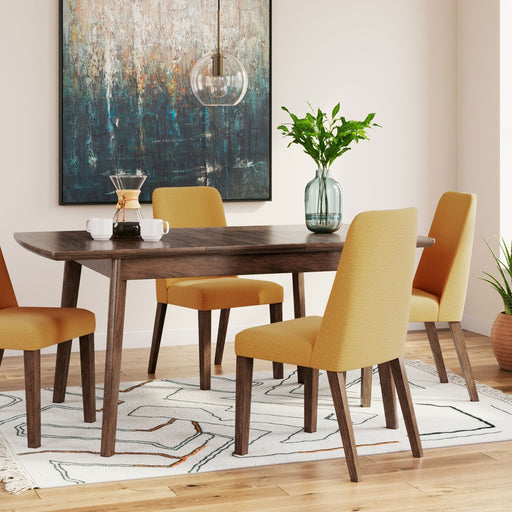 Ashley Lyncott - Brown / Yellow - 5 Pc. - Butterfly Extension Table, 4 Side Chairs