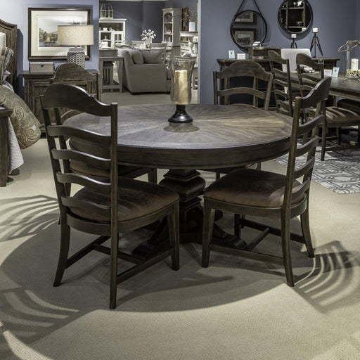 Liberty Furniture Paradise Valley - 5 Piece Pedestal Table Set - Dark Brown