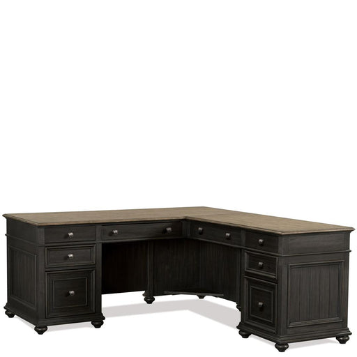 Riverside Furniture Regency - L-Desk And Return - Antique Oak/Matte Black