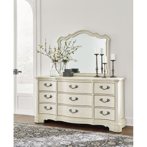 Ashley Arlendyne - Antique White - 8 Pc. - Dresser, Mirror, Chest, King Upholstered Bed, 2 Nightstands