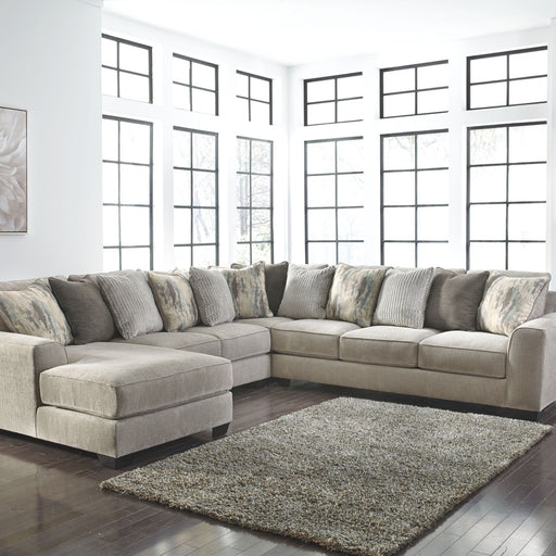 Ashley Ardsley - Pewter - 5 Pc. - Left Arm Facing Corner Chaise With Sofa 4 Pc Sectional, Ottoman