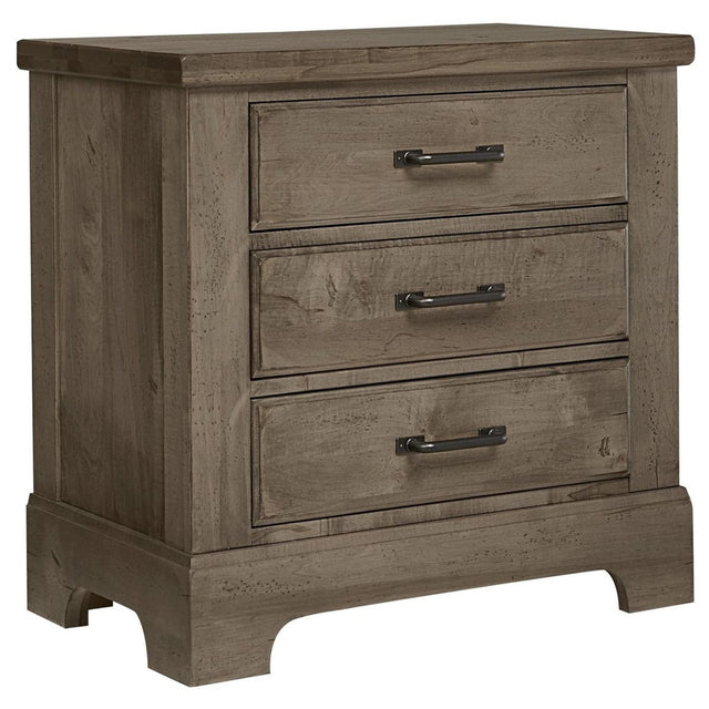 Vaughan-Bassett Cool Rustic - 3-Drawers Nightstand - Stone Grey