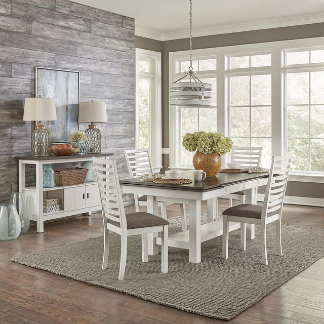 Liberty Brook Bay 5 Piece Trestle Table Set - White