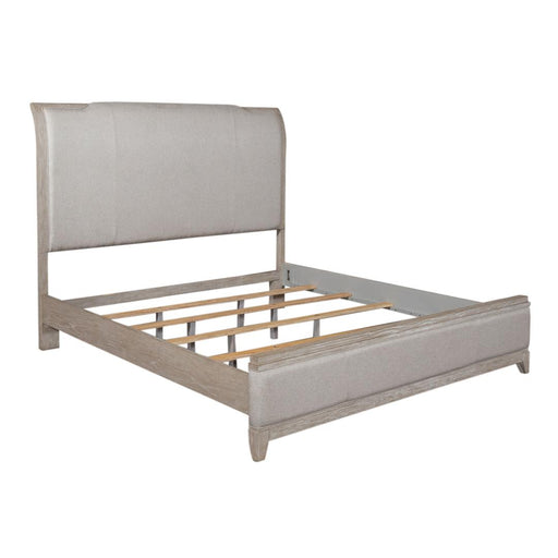 Liberty Furniture Belmar - California King Upholstered Bed, Dresser & Mirror, Chest - Washed Taupe