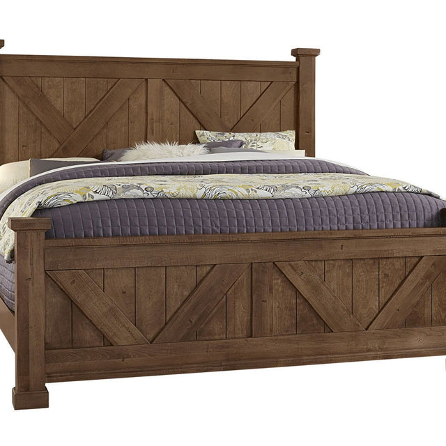 Vaughan-Bassett Cool Rustic - Queen X Bed With X Footboard - Amber