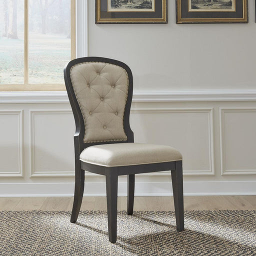 Liberty Furniture Americana Farmhouse - Upholstered Tufted Back Side Chair - Black