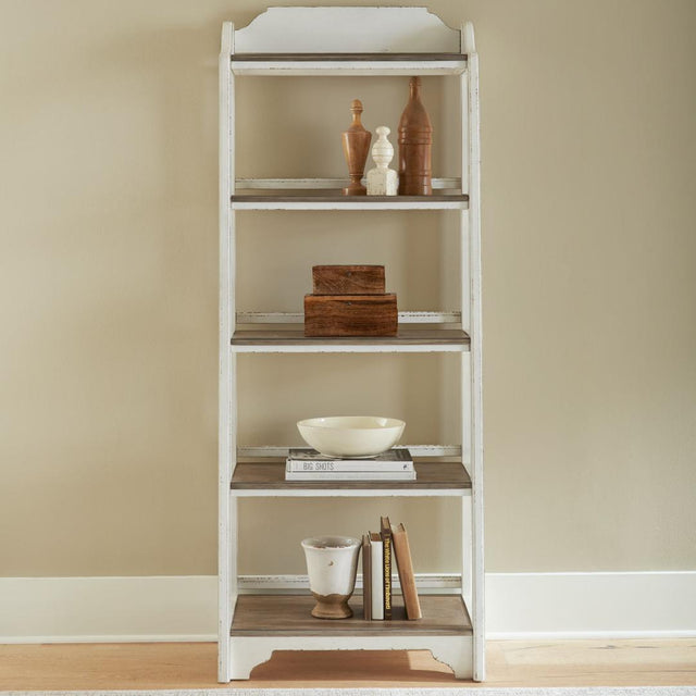 Liberty Furniture Magnolia Manor - Leaning Pier Bookcase - White