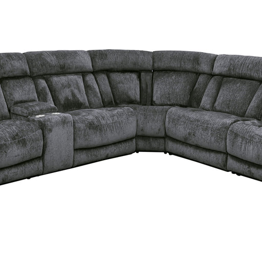 Parker House Empire - 6 Piece Modular Power Reclining Sectional with Power Headrests and Entertainment Console - Lucky Charcoal