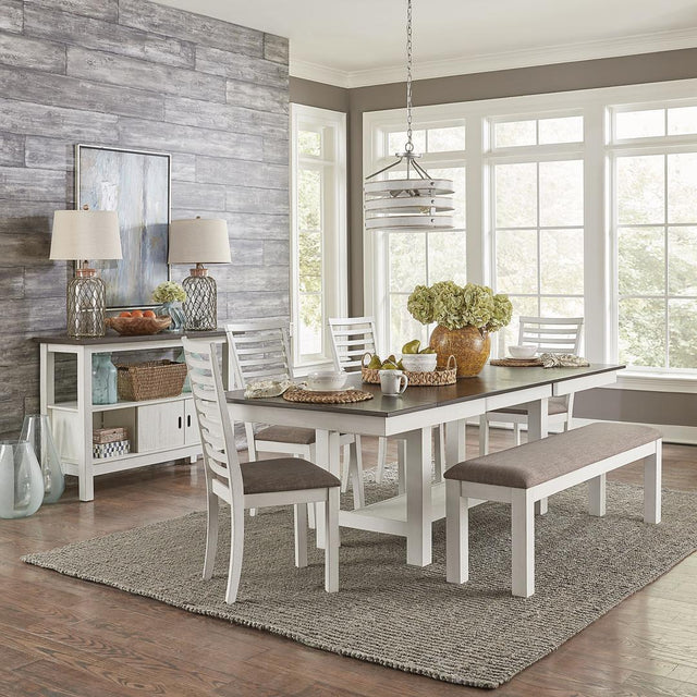 Liberty Brook Bay 6 Piece Trestle Table Set - White