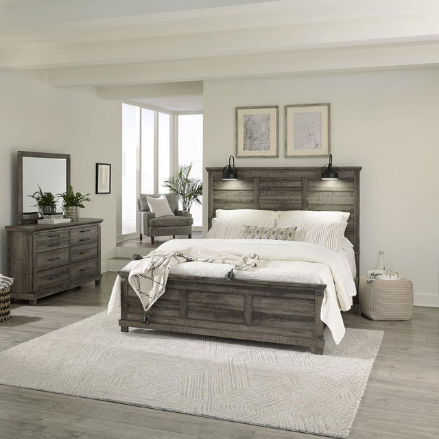 Liberty Lakeside Haven King Panel Bed, Dresser & Mirror - Light Brown