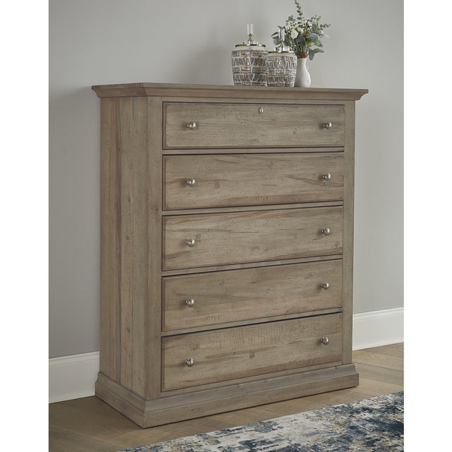 Vaughan-Bassett Carlisle - 5-Drawers Chest - Natural Grey