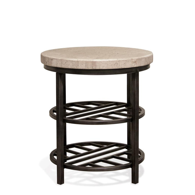 Riverside Furniture Capri - Round End Table - Alabaster Travertine