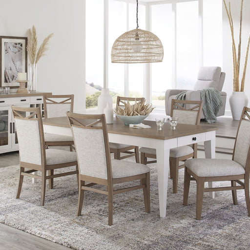 Parker House Americana Modern Dining - Rectangular Extendable Dining Table With 6 Upholstered Dining Chairs - Light Brown