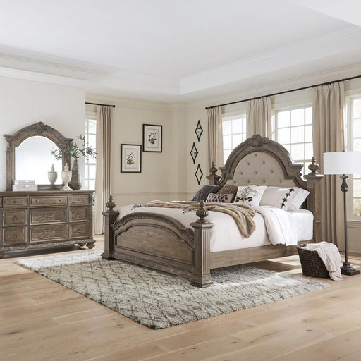 Liberty Furniture Carlisle Court - Queen Poster Bed, Dresser & Mirror - Medium Brown