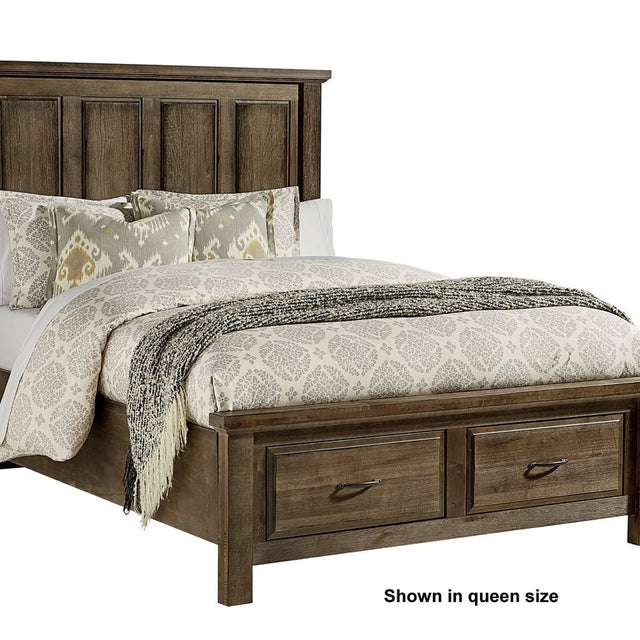 Vaughan-Bassett Maple Road - King Mansion Bed With Storage Footboard - Maple Syrup