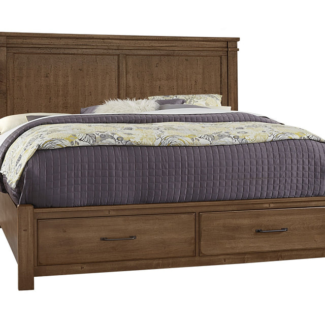 Vaughan-Bassett Cool Rustic - California King Mansion Bed Wih Storage Footboard - Amber