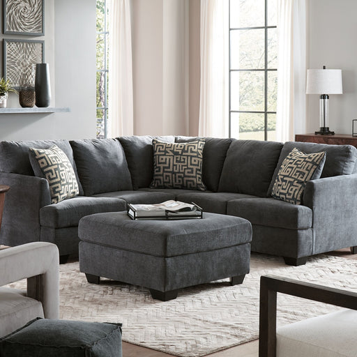Ashley Ambrielle - Gunmetal - 3 Pc. - Right Arm Facing Sofa With Corner Wedge 2 Pc Sectional, Ottoman