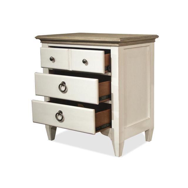 Riverside Furniture Myra - 3-Drawer Nightstand - Natural/Paperwhite