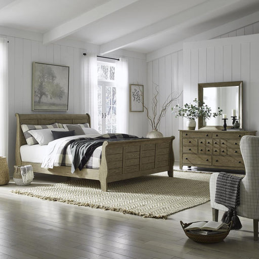 Liberty Furniture Grandpas Cabin - 3 Piece Bedroom Set (Queen Sleigh Bed, Dresser & Mirror) - Light Brown